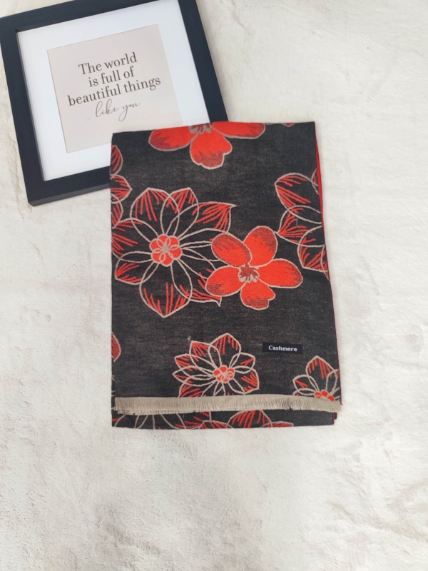 Luxurious black floral scarf