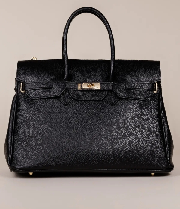 Черна италианска дамска чанта от естествена кожа Vera Pelle