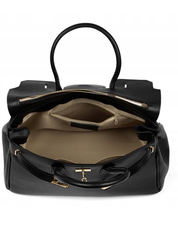 Черна италианска дамска чанта от естествена кожа Vera Pelle