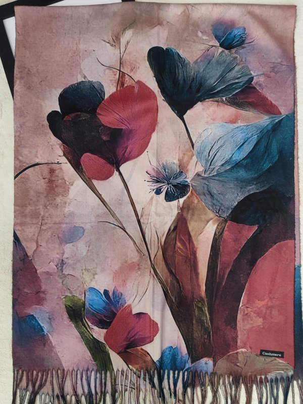 Кашмирен шал „Златна есен“ с артистични цветя