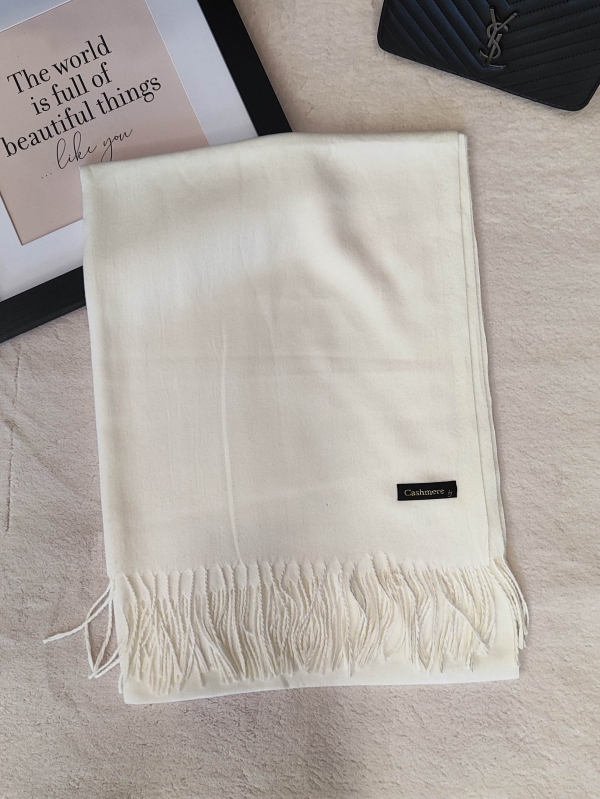 Луксозен  Кашмирен Шал в цвят екрю| UniqueFashion