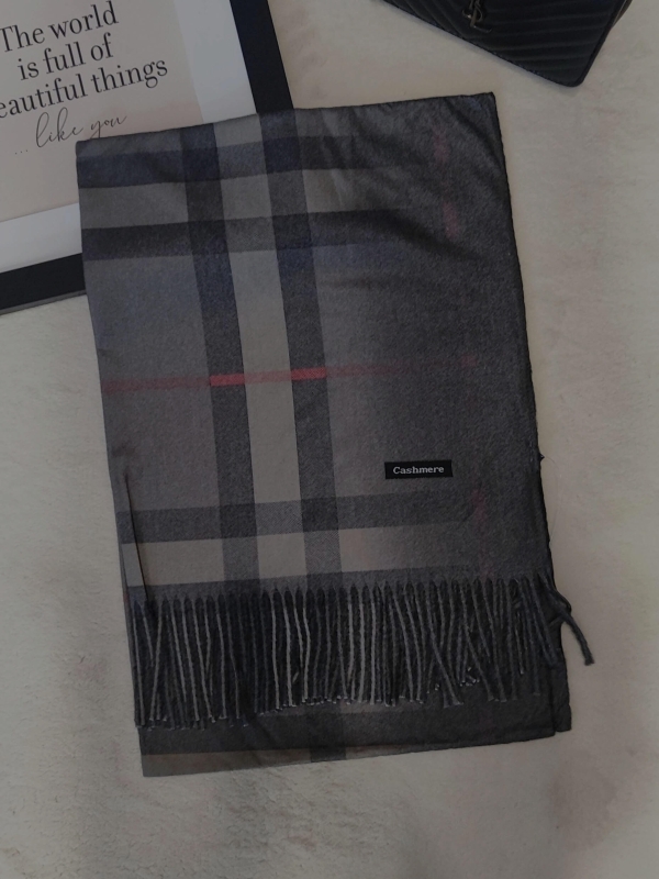 Дамски кашмирени шал каре в сиво