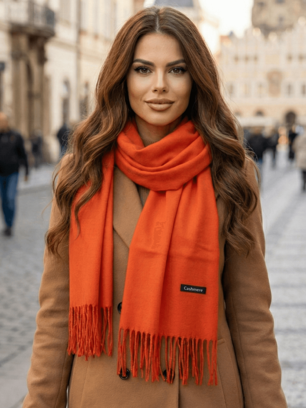 Кашмирен Дамски  Шал в Оранжево| UniqueFashion