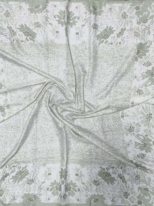 Елегантен дамски шал Бял със зелени цветя