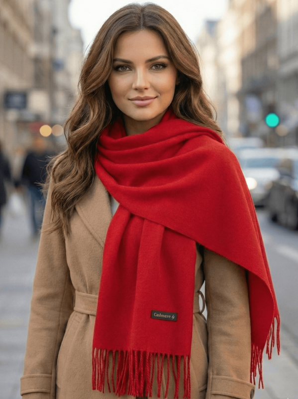Elegant Red Cashmere Scarf | UniqueFashion