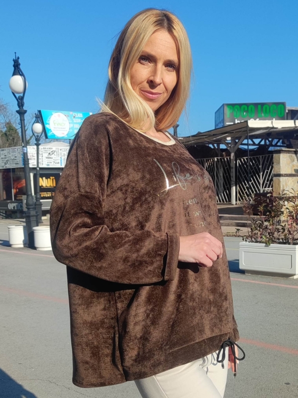 Италианска дамска блуза в кафяво-рипс