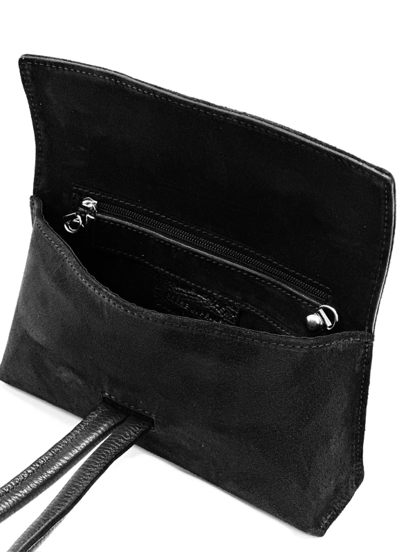 Малка дамска чанта от естествен велур с ефектна дръжка | 4 Цвята