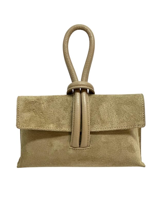 Малка дамска чанта от естествен велур с ефектна дръжка | 4 Цвята