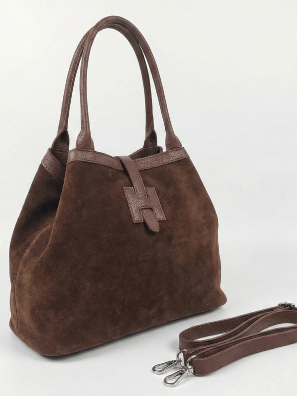 Дамска чанта от естествена кожа тип торба