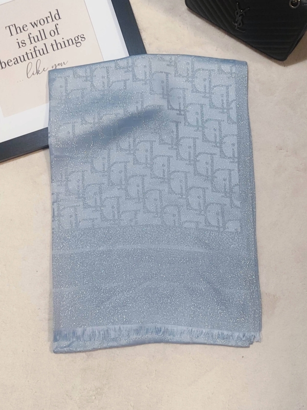 Women's blue scarf with shiny thread