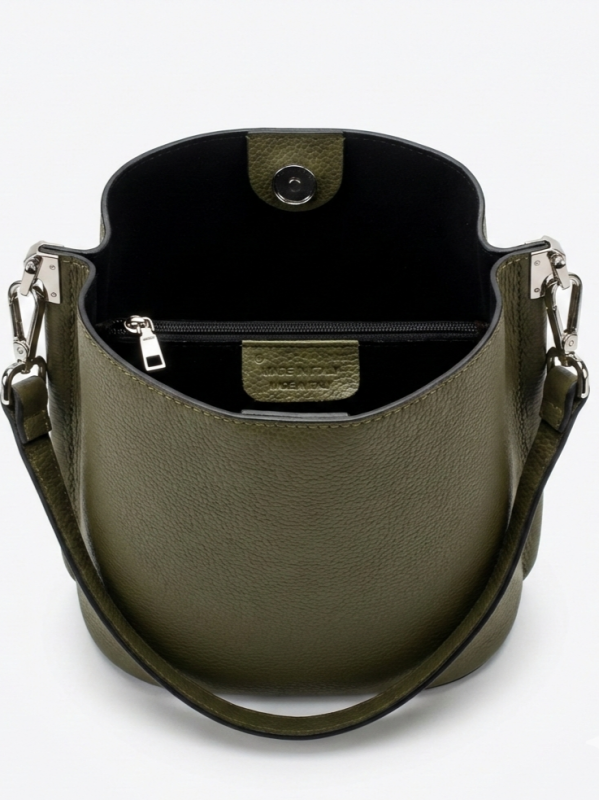 Green genuine leather handbag Vera Pelle | Unique Fashion