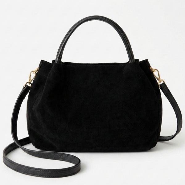 Women's handbag made of natural suede Florence | Black| Free shipping