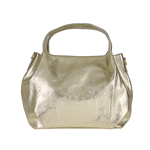 Дамска чанта от естествена кожа в златист цвят