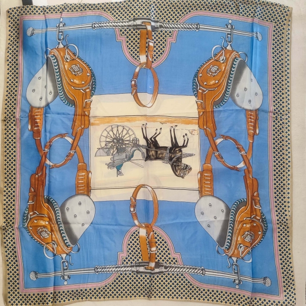 Women's satin scarf large in blue