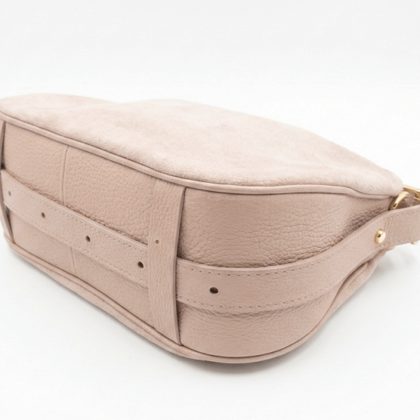 Pale pink genuine leather bag with adjustable handle