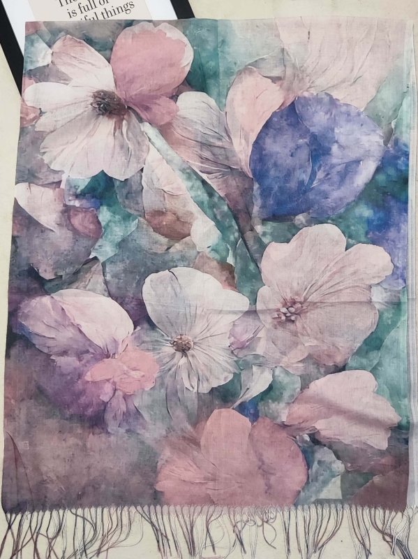 Елегантен памучен шал с флорални мотиви 180/70 | Unique Fashion