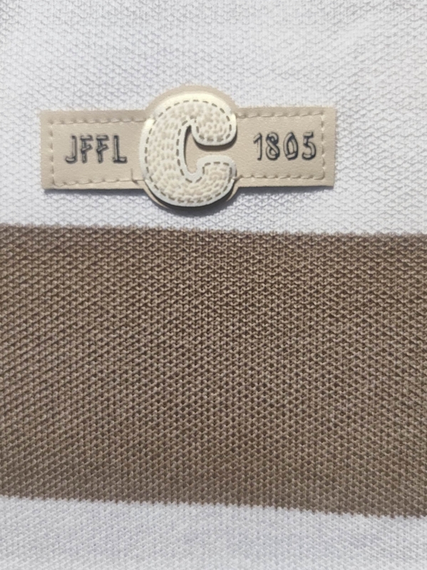 Women's striped blouse in brown, beige and white