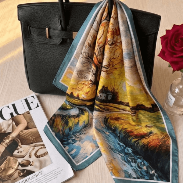 Women's square scarf with two faces