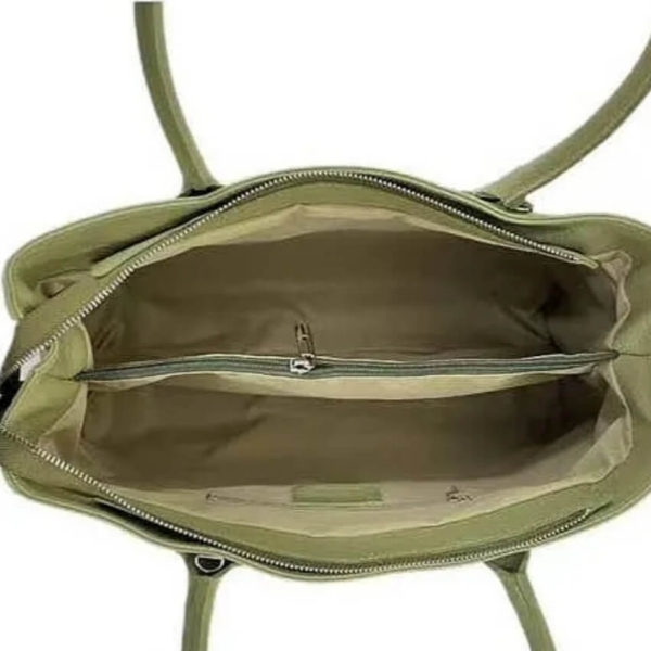 Италианска дамска чанта естествена кожа Vera Pelle в цвят писташио