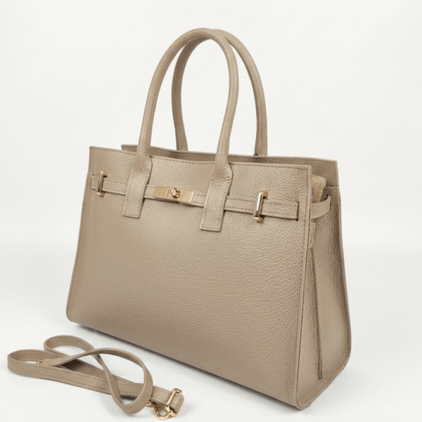 Дамска чанта от естествена кожа – Класически италиански дизайн | Бежова