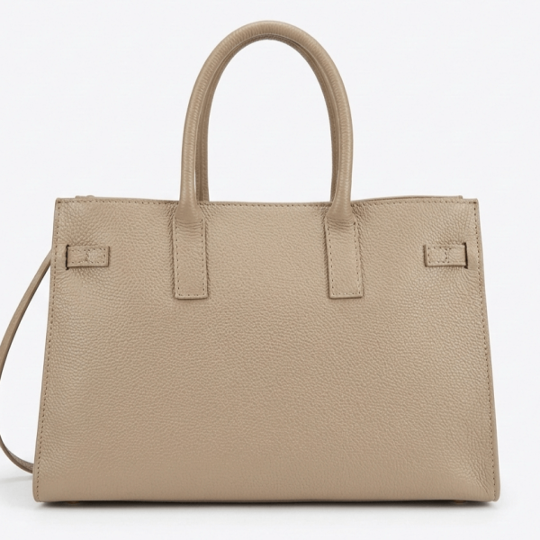 Дамска чанта от естествена кожа – Класически италиански дизайн | Бежова