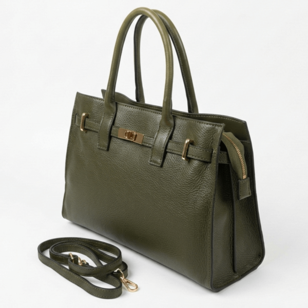 Green Italian Vera Pelle bag with long handle