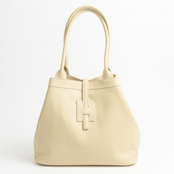 Ladies' handbag made of genuine leather 2 in 1, Yellow color | Made in Italy