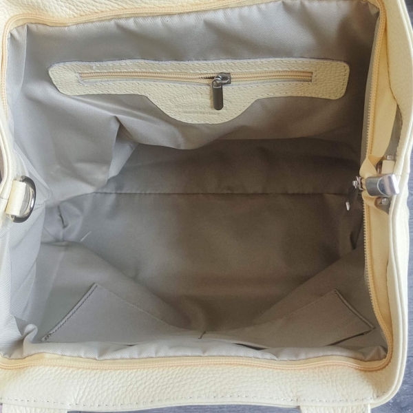 Ladies' handbag made of genuine leather 2 in 1, Yellow color | Made in Italy