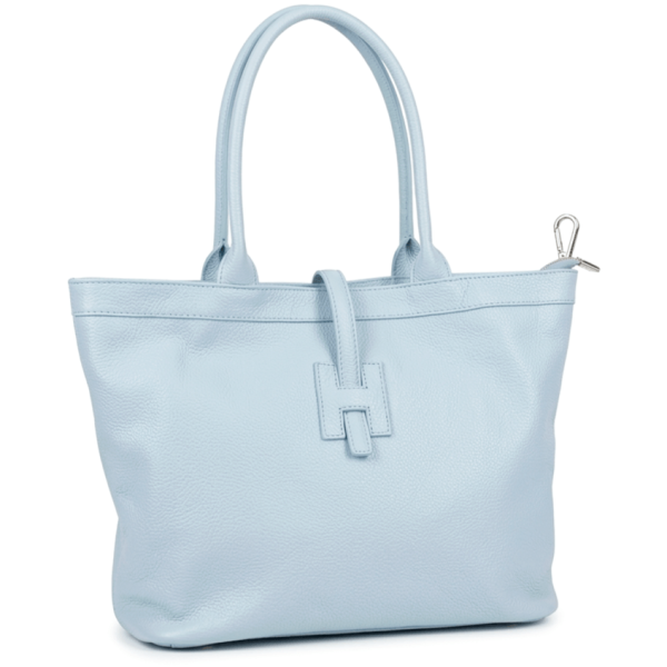 Небесносиня дамска чанта от естествена кожа | Модел 2 в 1 | Италия