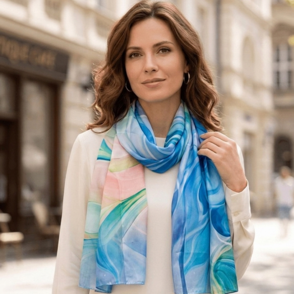 Women's scarf made of satin viscose, 85/190 cm
