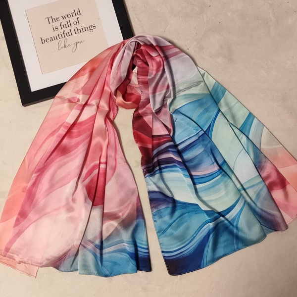 Elegant long satin scarf 85/190 cm | Unique Fashion