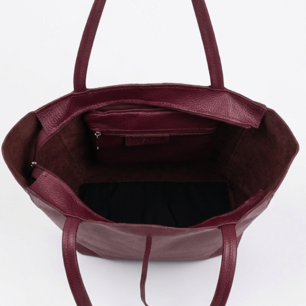 Италианска дамска чанта тип торба, цвят бордо | Unique Fashion