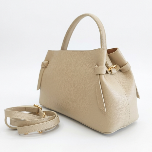 Бежова Дамска Чанта от Естествена Кожа | Unique Fashion