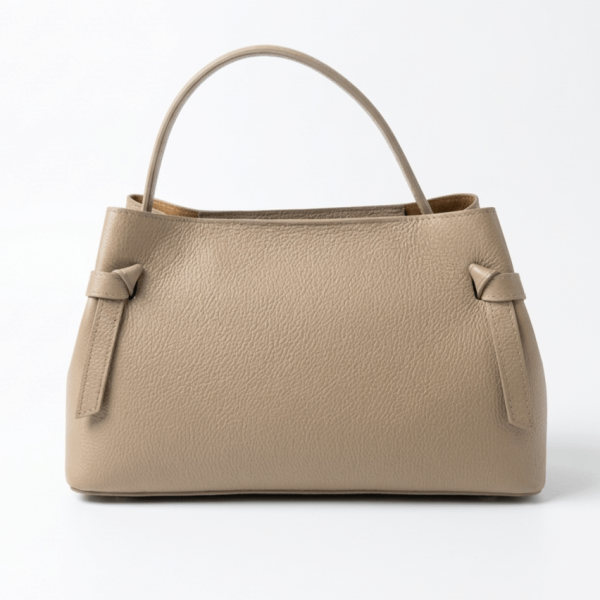 Italian handbag, genuine leather, taupe color,