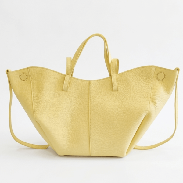 Large yellow leather bag, genuine leather | Unique Fashion