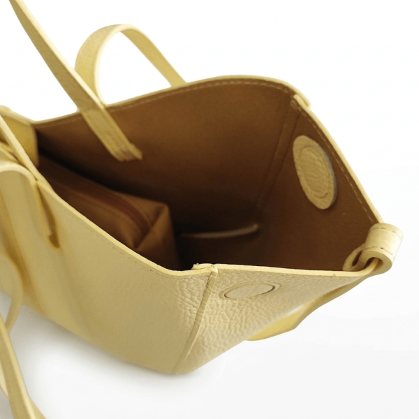 Large yellow leather bag, genuine leather | Unique Fashion