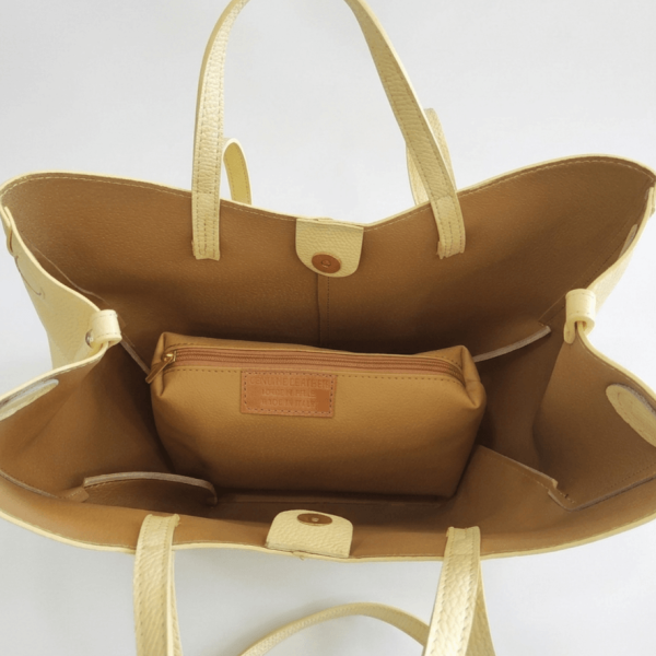 Large yellow leather bag, genuine leather | Unique Fashion