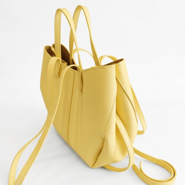 Large yellow leather bag, genuine leather | Unique Fashion