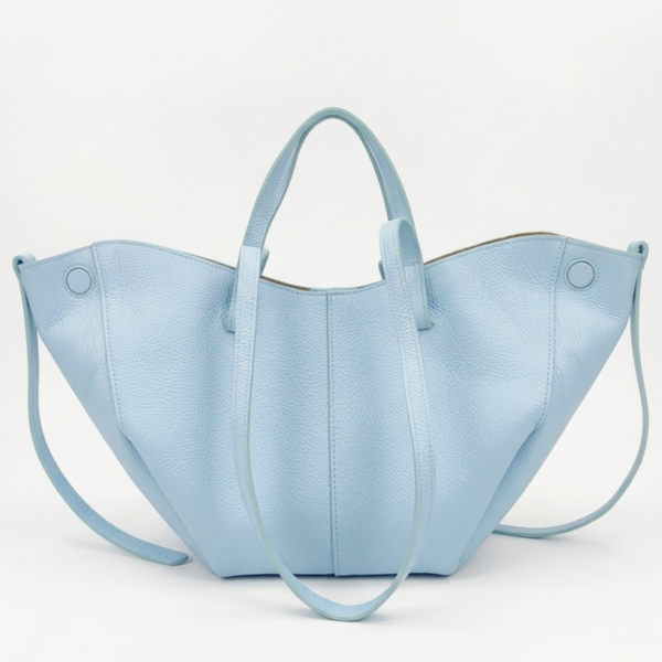 Light blue genuine leather bag, Italy | Unique Fashion