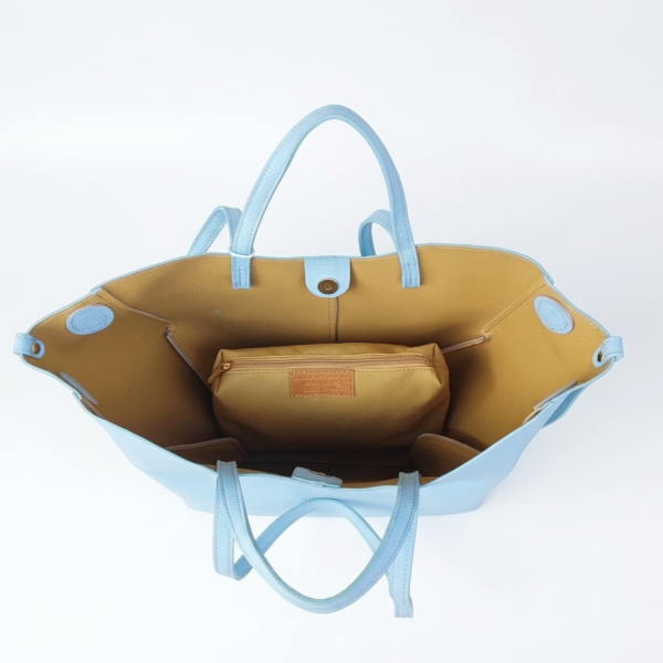Light blue genuine leather bag, Italy | Unique Fashion