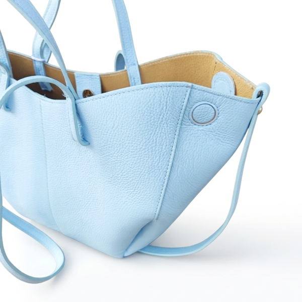 Light blue genuine leather bag, Italy | Unique Fashion