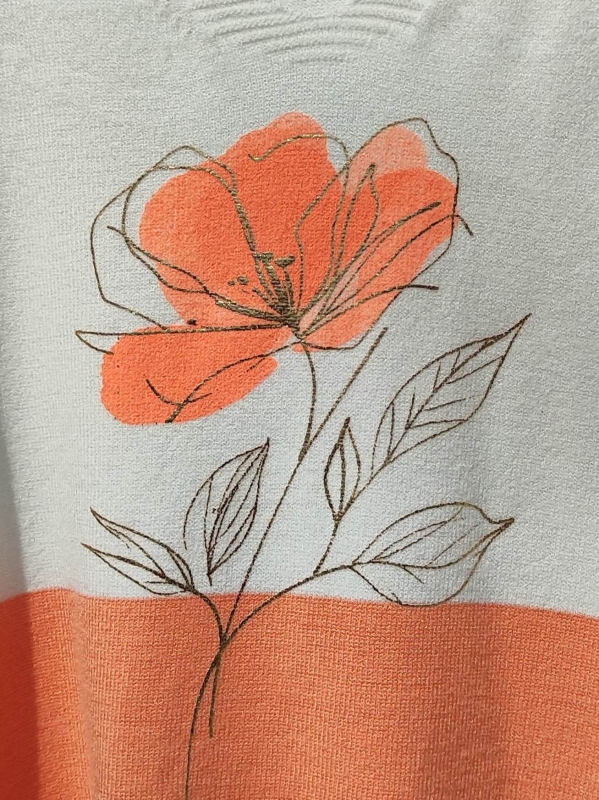 Italian viscose blouse in white and orange – One size fits all (L-2XL)