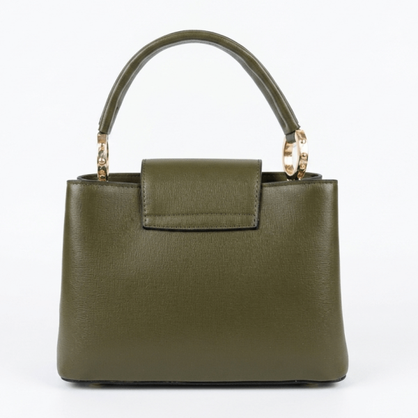 Women's leather bag in khaki color | Olive green, made in Italy