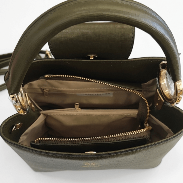 Women's leather bag in khaki color | Olive green, made in Italy