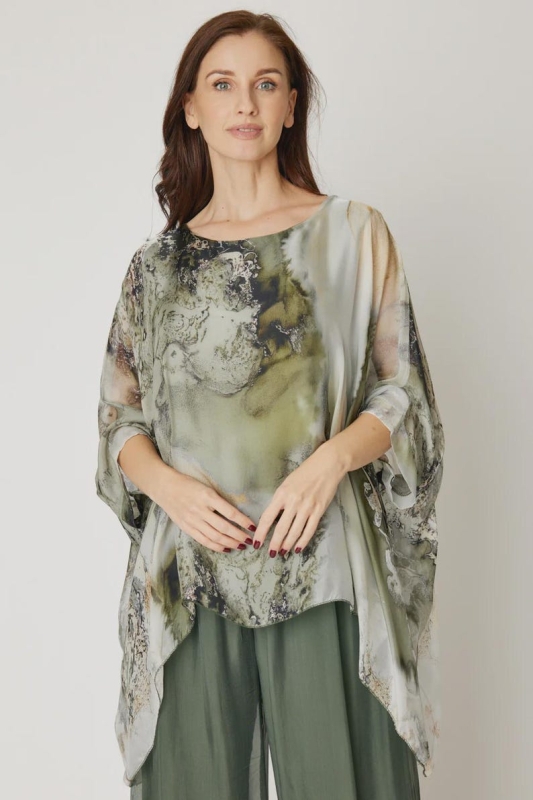 Women's Silk Tunic with Marble Print