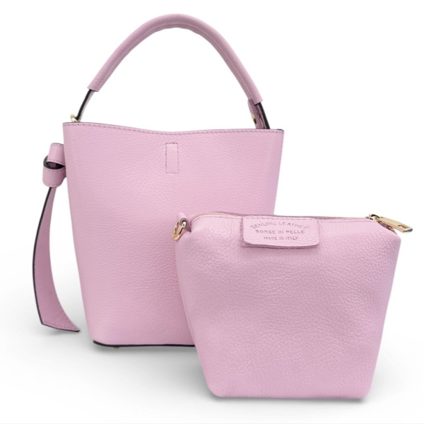 Розова дамска чанта естествена кожа Vera Pelle | Unique Fashion