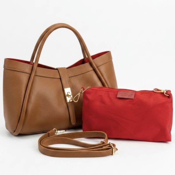 Elegant brown genuine leather bag | Unique Fashion