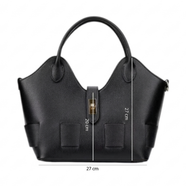 Black genuine leather handbag Vera Pelle | Unique Fashion