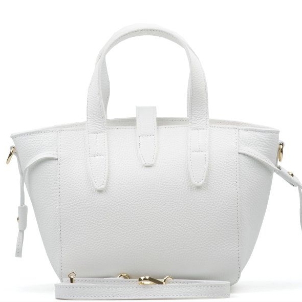 Classic white handbag made of genuine leather | UniqueFashion