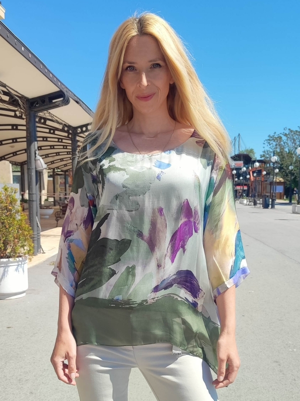 Elegant silk blouse with abstract print | Unique Fashion